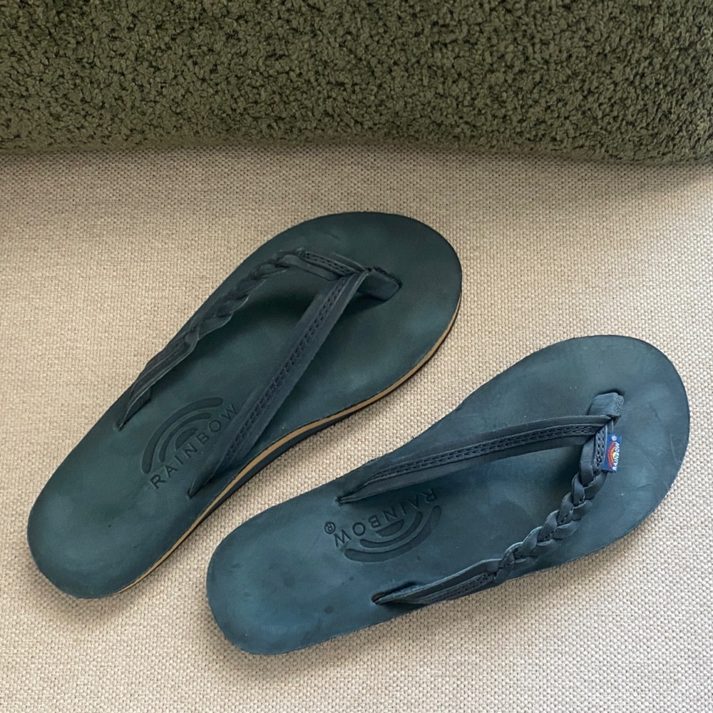 Rainbow Dark Blue Flip Flops